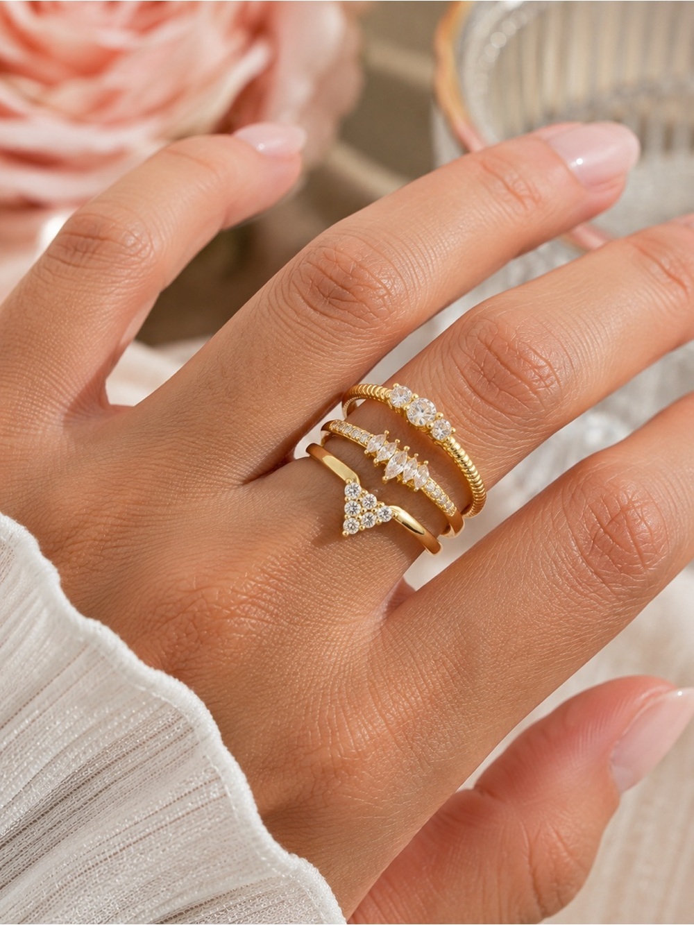 Cubic Zirconia Caged Band Ring - Picture 4 of 7